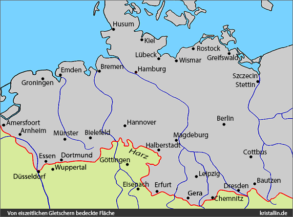 Skizze der Fläche mit skandinavischen Gesteinen